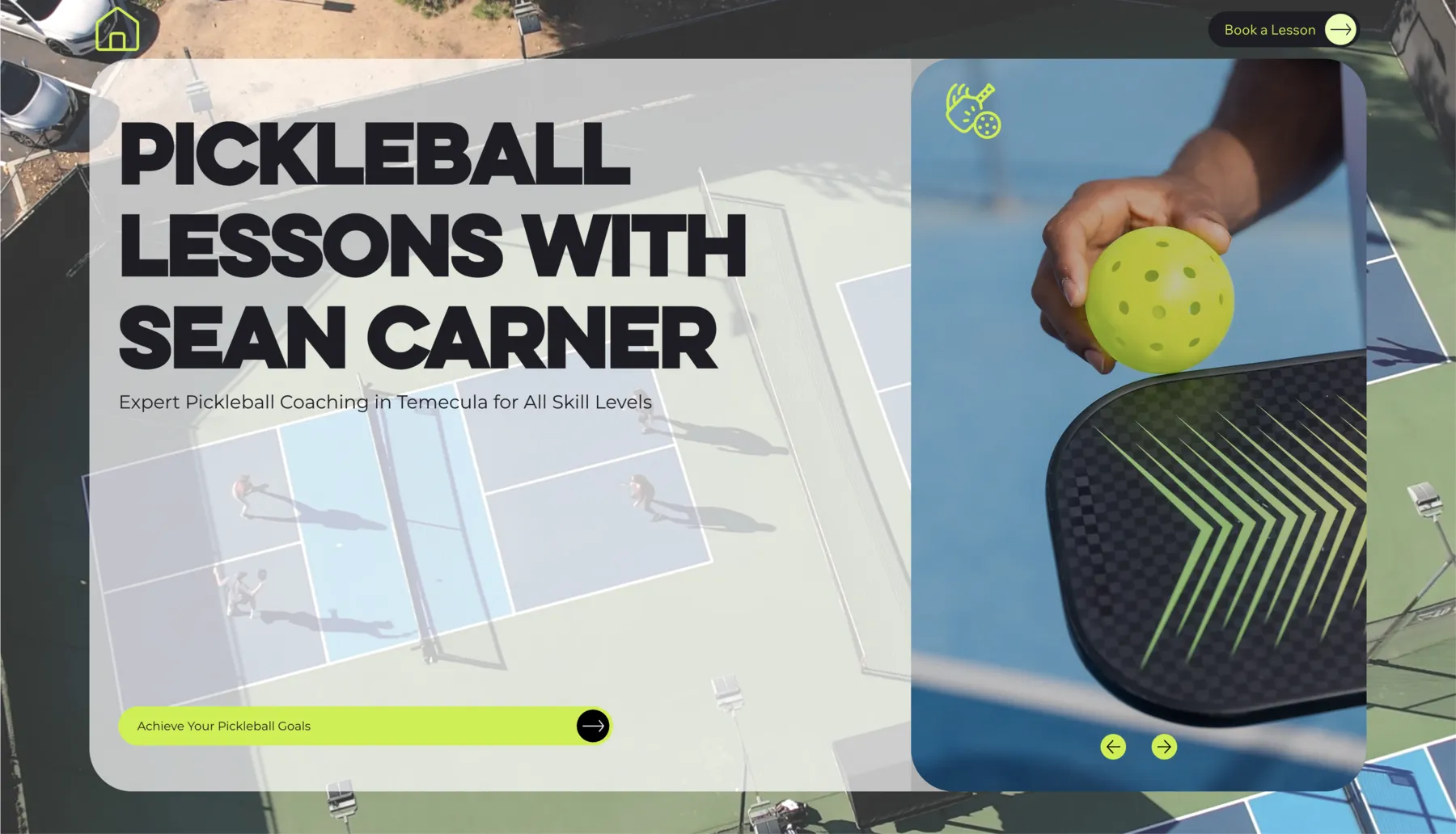 Sean Carner Pickleball Coaching website design by Ben Truman